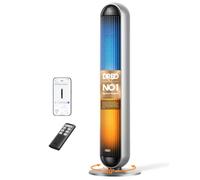 DREO Smart Heater and Tower Fan Combo, 8.9 m/s Standing Fans for Bedroom, 17 Levels, 6 Modes, 120° Oscillation, 107cm, 12H Timer, 25dB Quiet, with Remote, for Office, Large Room, Silver