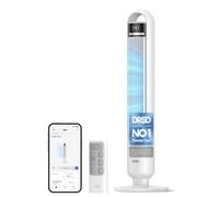 DREO Smart Tower Fan for Bedroom& Home, 26ft/s Powerful Airflow, 33ft Coverage, 1-12H Timer, 4 Speeds, 3 Modes, 28dB Bladeless Fan with App & Voice Control, 90° Oscillating Cooling Fan, LED Display