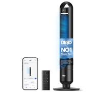 DREO Smart Tower Fan for Bedroom& Home, 26ft/s Powerful Airflow, 33ft Coverage, 1-12H Timer, 4 Speeds, 3 Modes, 28dB Bladeless Fan with App & Voice Control, 90° Oscillating Cooling Fan, LED Display