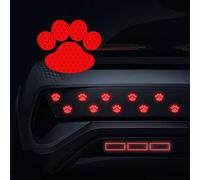 Dreothy 10Pcs Cute Dog Paw Reflective Stickers High Intensity Safety Warning Sign Car Window Decals Vinyl Stickers for Cars Truck Motorcycle Helmet Laptop Bumper Sticker (Red)