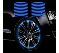 Dreothy 20PCS Car Wheel Hub Strong Reflective Stickers for Cars Night Safety Warning Reflective Stripe Decal Auto Motorcycle Wheels Rim Cycling Bicycle Truck Car Stickers (Blue)