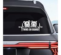 Dreothy 2Pack Heartbeat Twins on Board Vinyl Stickers,Safety Sign Cute Baby on Board Stickers for Cars Window Decals Truck Laptop Motorcycle Bumper Stickers 7.87x3.54inch (Reflective White)