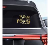 Dreothy 2Pack Prince and Princess on Board Bumper Sticker,Funny Baby on Board Sign Safety Decals Vinyl Stickers for Cars Body Door Decor Truck Motorcycle Waterproof Letter Stickers 5.9x4.05inch