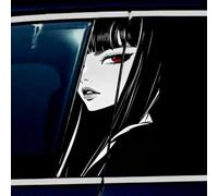 Dreothy Anime Car Decal, Vinyl Cartoon Character Side Pillar Stickers, Self-Adhesive Window B-Pillar Protection Films,Girl Car Body Sticker (Black)