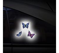 Dreothy Diamond Grade 3PCS Butterflies Reflective Stickers, High Intensity Night Safety Sign Butterfly Stickers for Cars Window Decals Motorcycle Laptop Bumper Stickers (Blue and Purple)