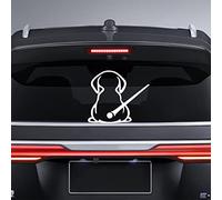 Dreothy Waterproof Rear Wiper Decal - Cartoon Funny Dog Moving Tail Sticker for Car Windshield - Vinyl Car Window Sticker (Reflective White)
