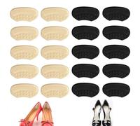 DRERIO 10 Pairs Heel Cushion Pads Anti-Slip,Shoe Insoles for Women Shoe Too Big or Loose Shoes,Self Adhesive Heel Grips Heel Cushion Inserts to Prevent Heel Slipping Out,for Women Men (Black+Beige)