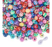 DRERIO 10mm Large Round Clay Beads for Crafting - 100pcs Loose Beads for Jewelry and Bracelet Making - Assorted Set for Kids and Adults