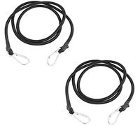 DRERIO 2 pcs 60cm Bungee Cords with Carabiner Black Bungee Ropes with Hooks Heavy Duty Elastic Cord Ropes Bungee Straps Luggage Tie Downs for Camping, Bikes,Luggage, Roof Rack, Motorcycle