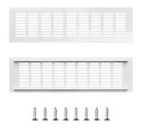 DRERIO 2 Pcs Air Vent Grille Cover, 80mm x 400mm Aluminum Alloy Kitchen Air Vent Cover Cupboard Vents Wardrobe Fridge Vent, Louvred Wall Vent with Screw for Floor, Wall, Door Duct (White)