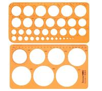 DRERIO 2 Pcs Circle Stencil Circle Template Plastic Template Drawing Stencil for Drawing, Geometric Rulers Set Drawing Aid Tool Multi-Function Measuring Ruler for Studying, Office, Home (Orange)