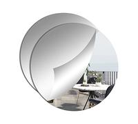 DRERIO 2 Pieces Self Adhesive Acrylic Mirror 24 cm HD Round Sticky Mirror Large Plastic Frameless 2mm Acrylic Mirror Tiles Circle Wall Adhesive for Home,Decor (24 * 24cm*2mm)