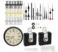 DRERIO 2 Pcs Silent Quartz Clock Movement, Short Shaft DIY Wall Silent Clock Mechanism Battery Powered with 5 set of Hands and 3 Clock Numerals Kit, Replacement clock mechanism for DIY Repair Parts
