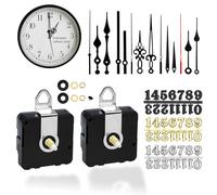 DRERIO 2 Pcs Silent Quartz Clock Movement, Short Shaft DIY Wall Silent Clock Mechanism Battery Powered with 5 set of Hands and 3 Clock Numerals Kit, Replacement clock mechanism for DIY Repair Parts