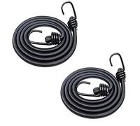 DRERIO 2pcs 2m Bungee Cord with Hook Long Bungee Straps Heavy Duty Luggage Tie Downs Black Elastic Rope for Motorcycle Car Caravan Trunks Bicycle Transport Locking Load Securing