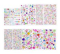 DRERIO 3500 Pcs Crystal Rhinestone Stickers, 12 Sheets Self Adhesive Gem Stickers Multicoloured Fake Diamond Jewels Sticker, for DIY Craft Cards Face Makeup Embellishment Diamond Gem Decorations
