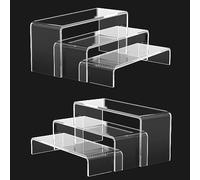 DRERIO 6 Pcs Acrylic Display Risers Stands Clear Perfume Risers Cupcake Dessert Stand 3 Step Showcase Stands Transparent Installation free Acrylic Jewellery shelves 3 Size for Cupcake Perfume Holder