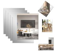 DRERIO 6 Pcs Self-Adhesive Mirrors HD Acrylic Mirror 21 * 14.8cm * 2mm Small Wall Mirrors, Flexible Plastic Mirror Tiles Rectangular Wall-Mounted Mirror Non-Glass for Bathroom, Bedroom, Door etc