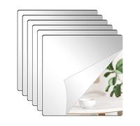 DRERIO 6Pcs Self Adhesive Mirrors Sheets 20 x 20cm Thickened Acrylic Mirror Tiles Adhesive 2mm Wall Adhesive Mirror Square Acrylic Mirror Large High Clear Mirror for Bathroom, Bedroom, Door etc