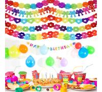 DRERIO 8 Pcs Paper Garland Flower Garland Multi-color Party Decorations, 8 Style Carnival Decorations Hanging Ornament, Tissue Garland Flower Hawaii Garland for Birthday Wedding Party Home Decor