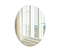DRERIO Oval Glass Mirror 40 * 30 cm HD Self Adhesive Wall Mirror, Large Glass Makeup Frameless Oval Adhesive Tile Mirrors, for Bathroom Living Room Entryway Hallway Dressing Table