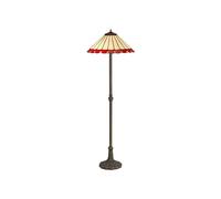 Dresden 2 Light Leaf Design Floor Lamp - Aged Antique Brass With 40cm Red Tiffany Glass Shade