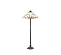 Dresden 2 Light Octagonal Floor Lamp - Aged Antique Brass With 40cm Grey Tiffany Glass Shade