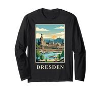 Dresden Germany Riverfront Skyline Travel Art Long Sleeve T-Shirt