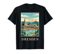 Dresden Germany Riverfront Skyline Travel Art T-Shirt