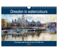 Dresden in watercolours - Tour through the historic old town (Wall Calendar 2027 DIN A4 landscape), CALVENDO 12 Month Wall Calendar: Baroque city on the Elbe river