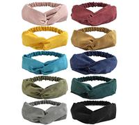 DRESHOW 10 Pack Boho Headbands for Women Criss Cross Knotted Elastic Hair Band Head Wrap Twisted Cute Hair Accessories