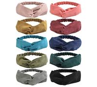 DRESHOW 10 Pack Boho Headbands for Women Criss Cross Knotted Elastic Hair Band Head Wrap Twisted Cute Hair Accessories
