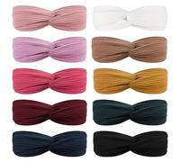 DRESHOW 10 Pack Boho Headbands for Women Vintage Flower Printed Criss Cross Knotted Elastic Hair Band Stretchy Head Wrap Twisted Cute Hair Accessories