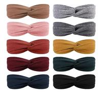 DRESHOW 10 Pack Boho Headbands for Women Vintage Flower Printed Criss Cross Knotted Elastic Hair Band Stretchy Head Wrap Twisted Cute Hair Accessories