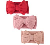 DRESHOW 3 Pack Baby Headbands for Girls Newborn Baby Nylon Headbands with Bows Hair Accessories
