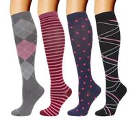 DRESHOW 4 Pairs Compression Socks For Women&Men Circulation Best Support for Athletic Running Cycling Travel