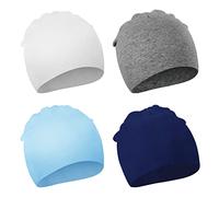 DRESHOW 4 Pieces Baby Beanie Newborn Toddler Soft Cute Knit Hat Hospital Hats for Baby Boys Infant Cap Beanies