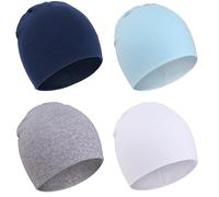 DRESHOW 4 Pieces Baby Beanie Newborn Toddler Soft Cute Knit Hat Hospital Hats for Baby Boys Infant Cap Beanies