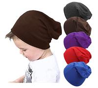DRESHOW 5 Pack Unisex Baby Hats For Kids Cotton Skull Caps Soft Cute Knit Cap Baby Toddler Beanie for 6-60 Months