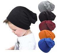 DRESHOW 5 Pack Unisex Baby Hats For Kids Cotton Skull Caps Soft Cute Knit Cap Baby Toddler Beanie for 6-60 Months