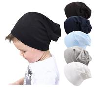 DRESHOW 5 Pack Unisex Baby Hats For Kids Cotton Skull Caps Soft Cute Knit Cap Baby Toddler Beanie for 6-60 Months