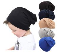 DRESHOW 5 Pack Unisex Baby Hats For Kids Cotton Skull Caps Soft Cute Knit Cap Baby Toddler Beanie for 6-60 Months