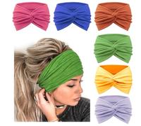 DRESHOW 6 Pack Wide Headbands for Women Extra Large Turban Headband Boho Head Wrap Elastic Hairbands Hair Twisted Knot Hair Accessories