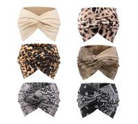 DRESHOW 6 Pack Wide Headbands for Women Extra Large Turban Headband Boho Head Wrap Elastic Hairbands Hair Twisted Knot Hair Accessories