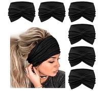 DRESHOW 6 Pack Wide Headbands for Women Extra Large Turban Headband Boho Head Wrap Elastic Hairbands Hair Twisted Knot Hair Accessories
