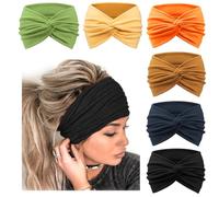 DRESHOW 6 Pack Wide Headbands for Women Extra Large Turban Headband Boho Head Wrap Elastic Hairbands Hair Twisted Knot Hair Accessories