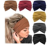DRESHOW 6 Pack Wide Headbands for Women Extra Large Turban Headband Boho Head Wrap Elastic Hairbands Hair Twisted Knot Hair Accessories