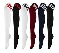 DRESHOW 6 Pairs Over Knee Thigh Socks Thigh High Socks Casual High Stockings Long Knee High Socks for Girl and Women