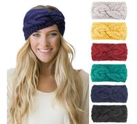 DRESHOW 6 Pieces Women Warm Knitted Headband Winter Ear Warmer Crochet Head Wraps Thick Cable Headband