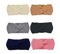 DRESHOW 6 Pieces Women Warm Knitted Headband Winter Ear Warmer Crochet Head Wraps Thick Cable Headband